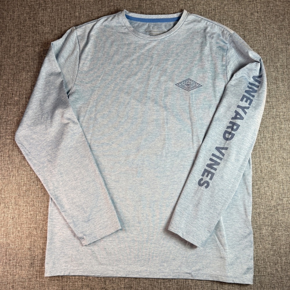Mens Vineyard Vines Shirt | Size M | Blue Performance Long Sleeve Whale Logo‎